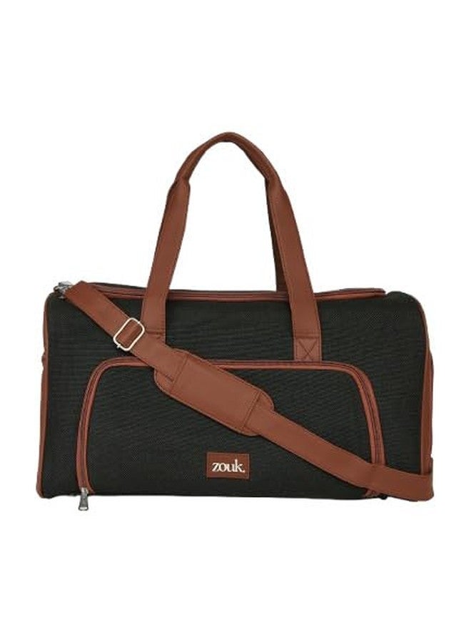 ZOUK حقيبة سفر زوك ويكندر للرجال | حقيبة سفر أنيقة | حقيبة يد واسعة لعطلات نهاية الأسبوع، والنادي الرياضي، ورحلات العمل | أسود فاحم - Image 1